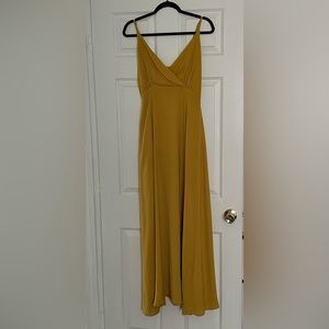 Lulu’s Evening of Splendor Mustard Yellow Surplice Maxi Dress